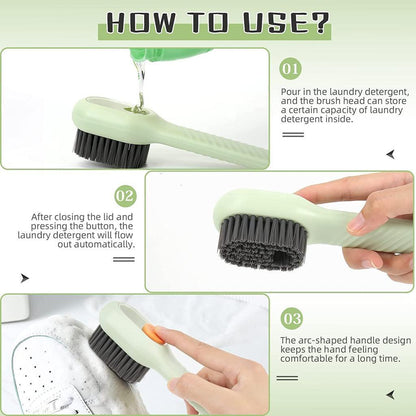 Soap Dispensing Cleaning Brush with Handle Scrubbing Reusable Washing Shoe Brush for Shoes Clothes Cleaning (Pack of 1)